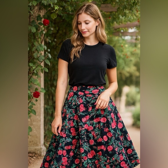 LuLaRoe Dresses & Skirts - LuLaRoe Pink Green A-Line Midi Skirt Casual